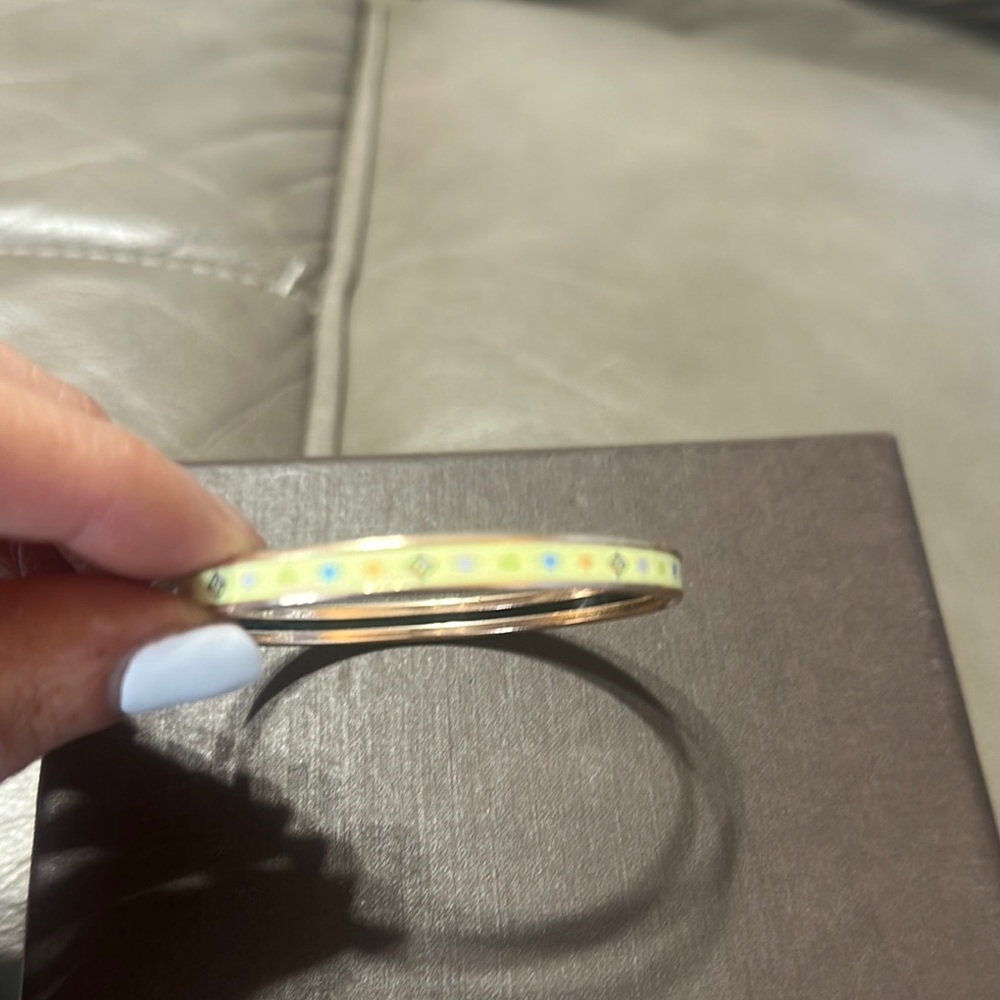 Hermes Elegant Yellow and Blue Bangle Bracelet